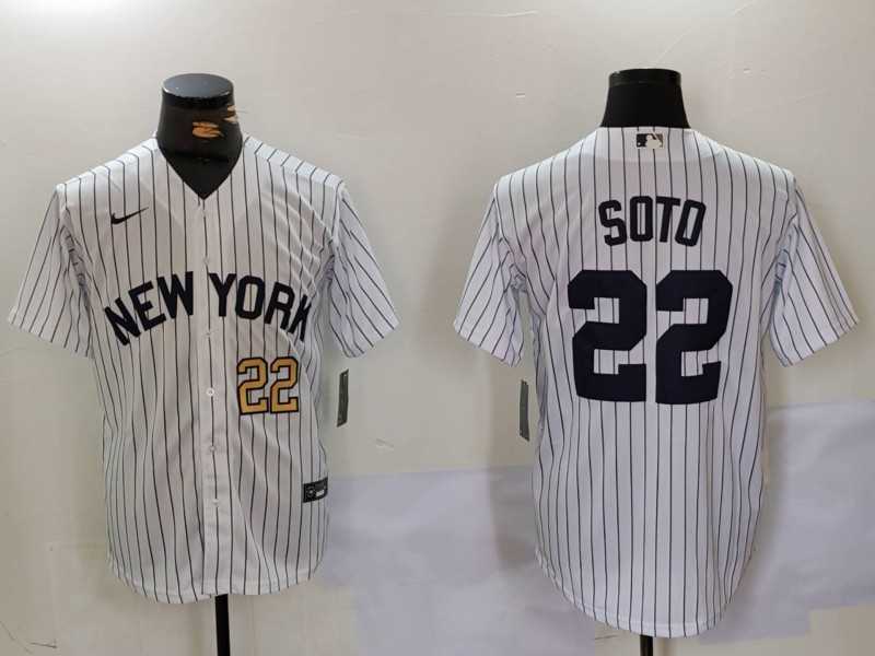 Men%27s New York Yankees #22 Juan Soto White Cool Base Stitched Baseball Jerseys